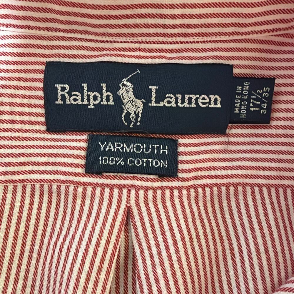 Vtg 90s Polo Ralph Lauren Yarmouth Mens Pink Button Down Long Sleeve Shirt XL - Picture 3 of 5